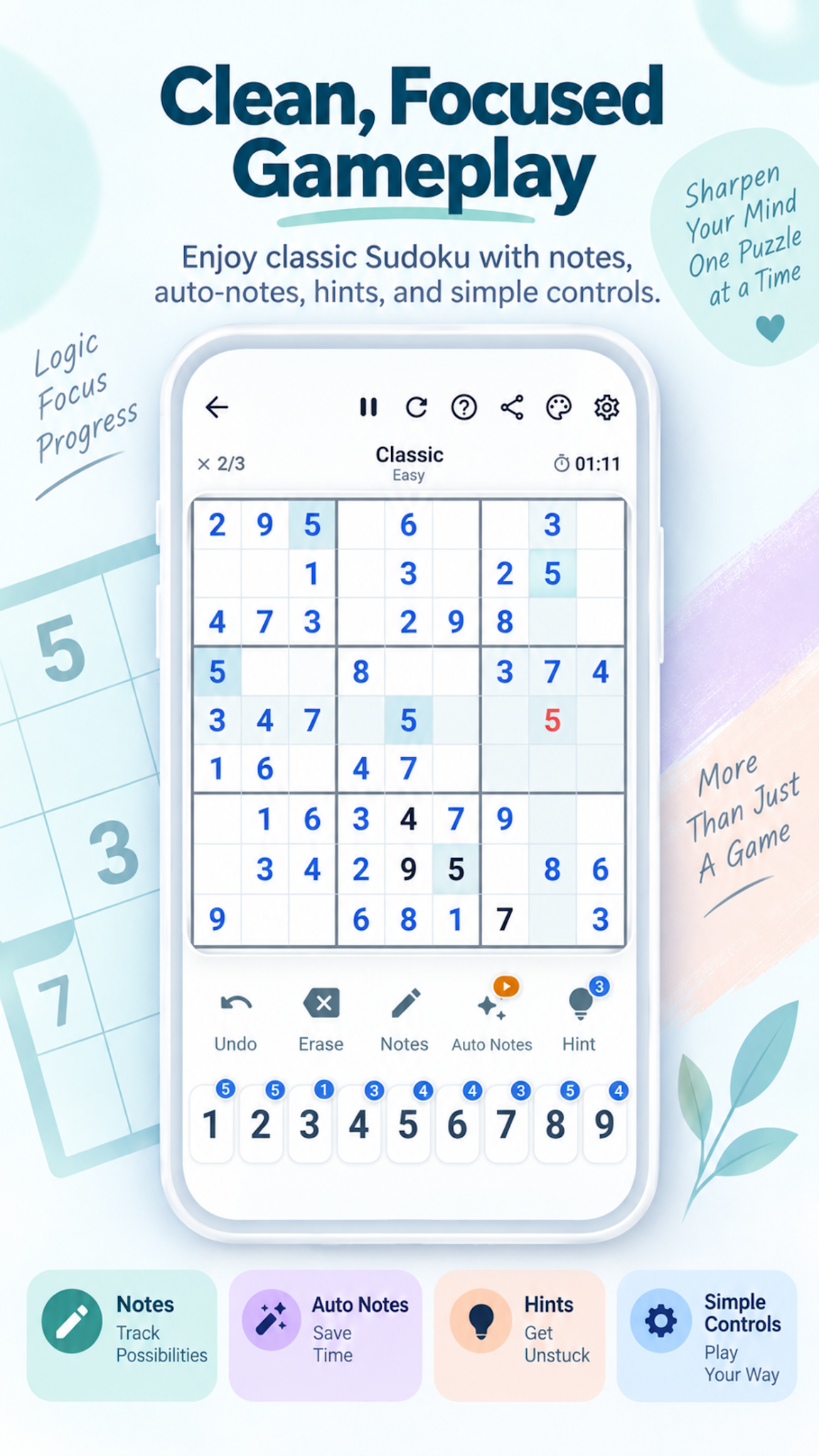 Classic Sudoku gameplay on mobile