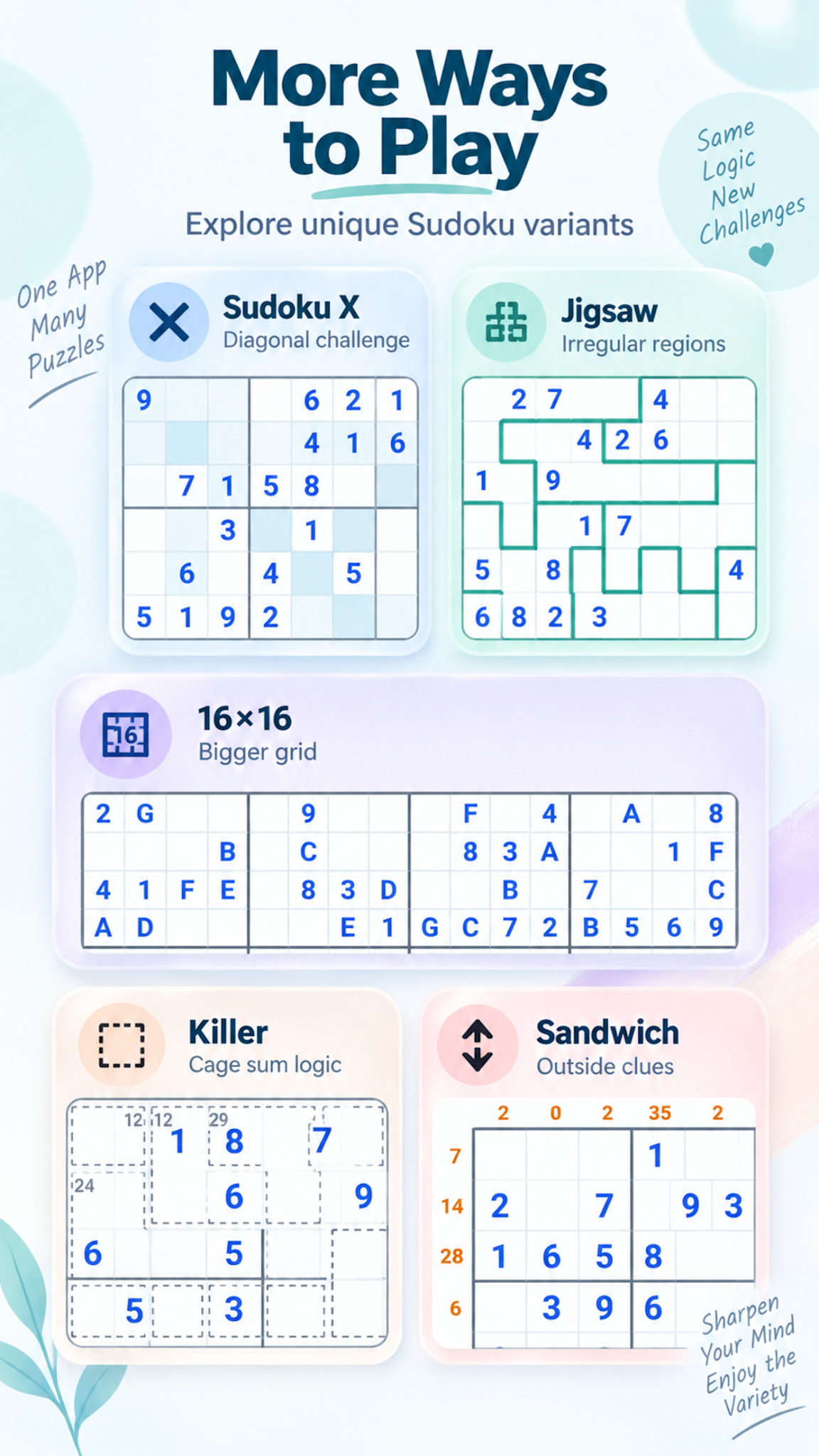 Sudoku variants on mobile
