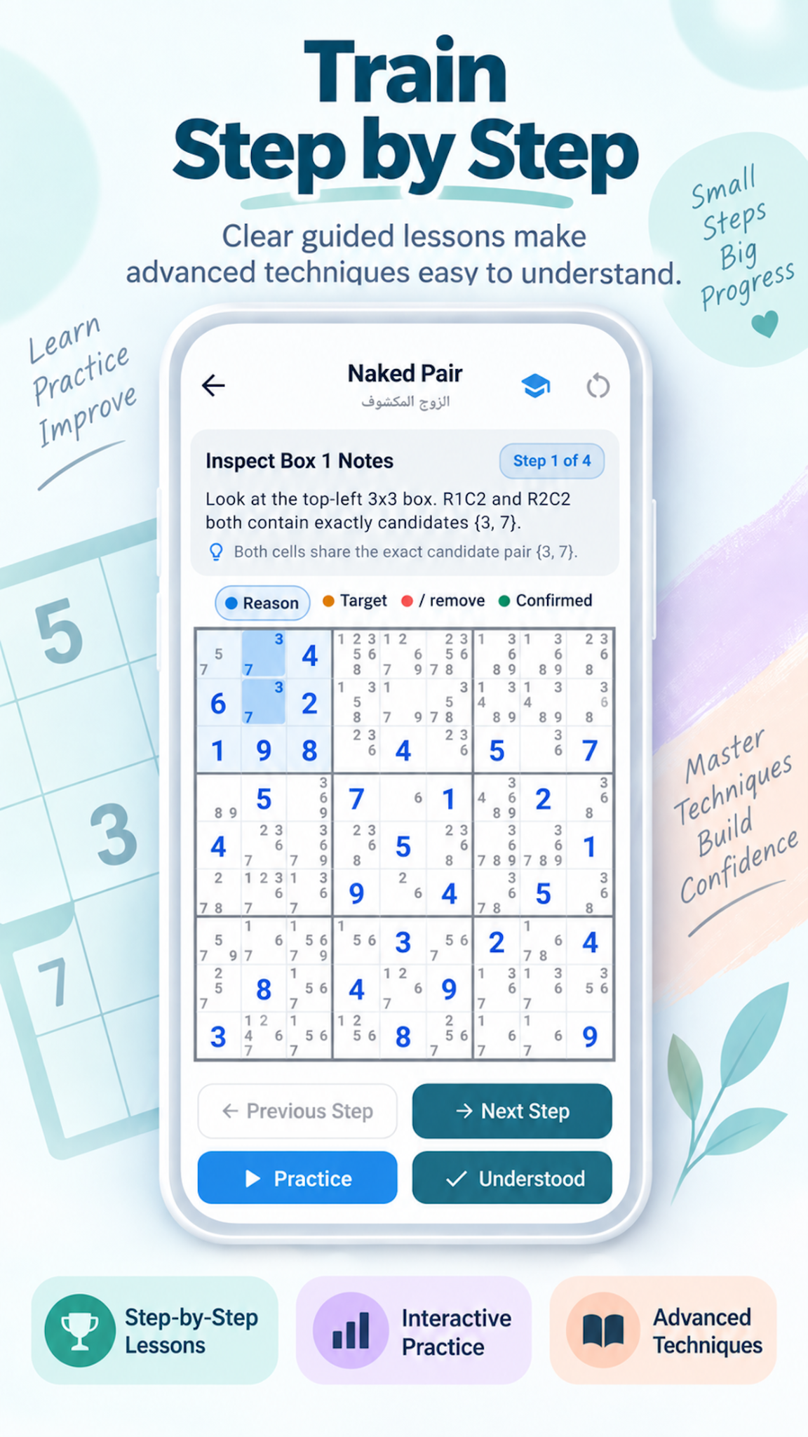 Step-by-step Sudoku training