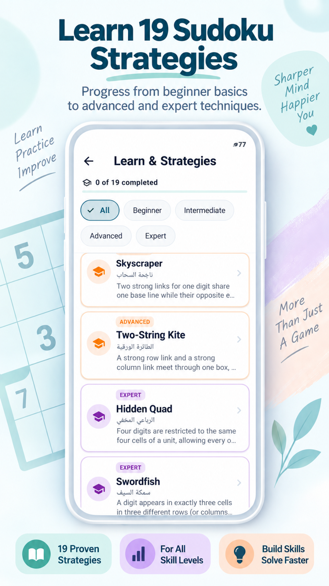 Sudoku learning strategies